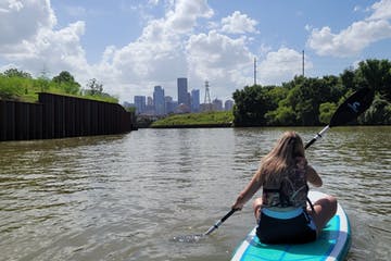 a paddle boarder in Houston, Texas.